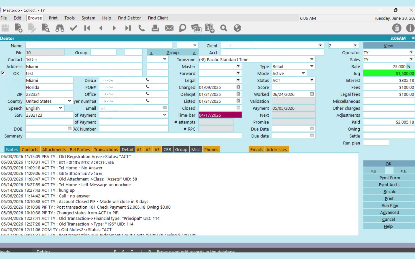 Collect! compliance and audit trail screen